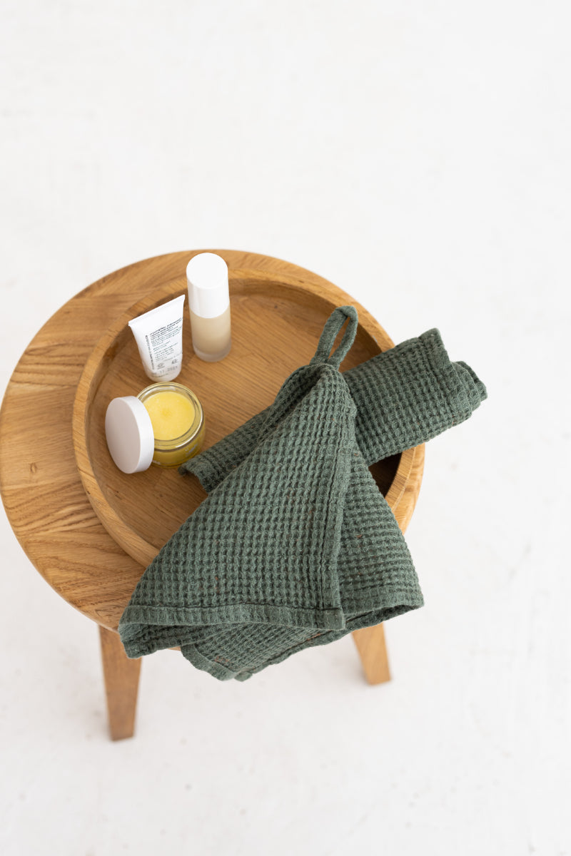 waffle linen face towels