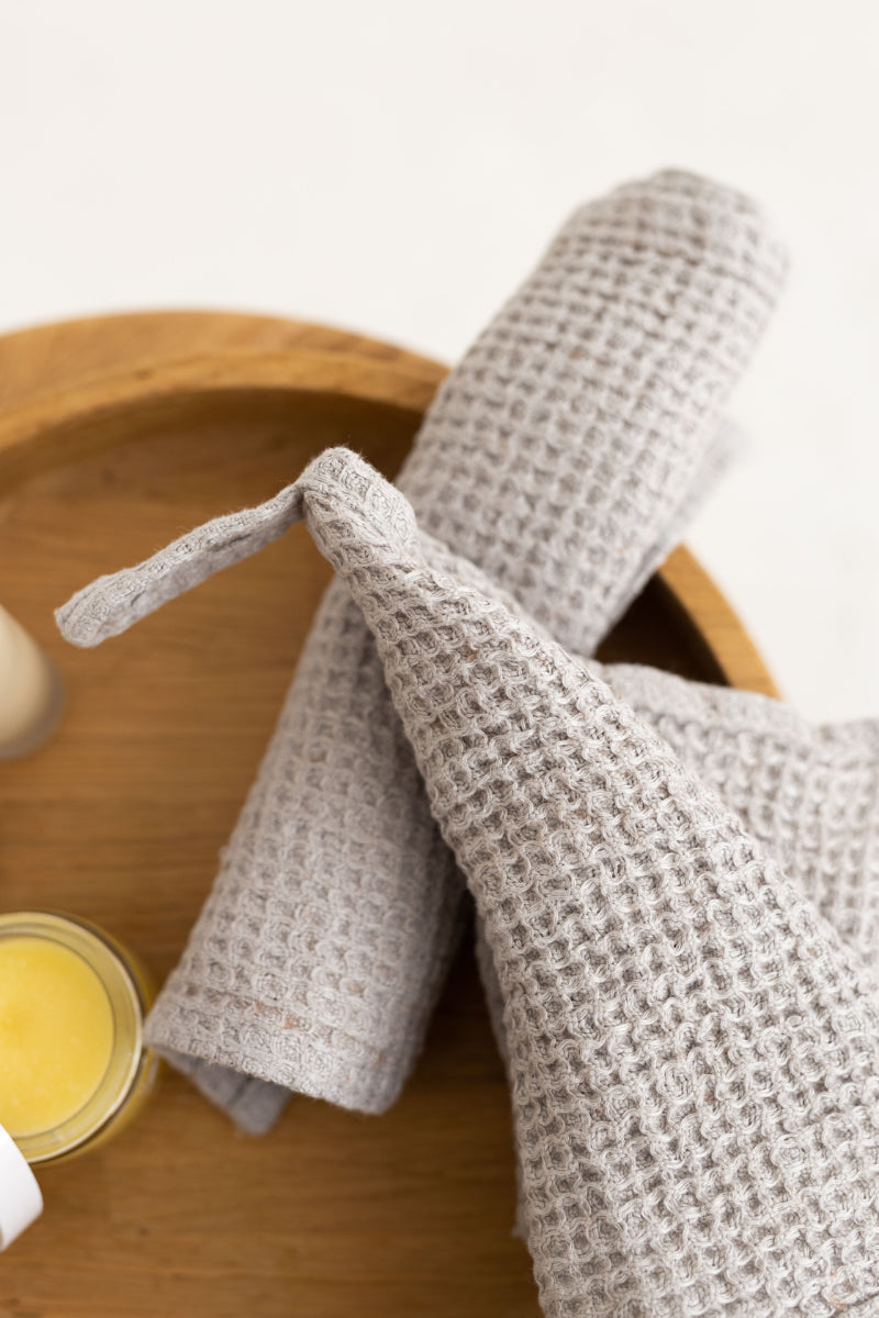 waffle linen face towels
