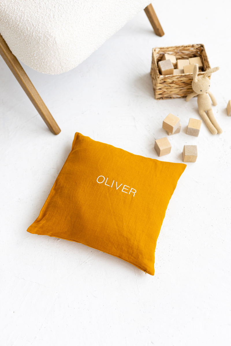 personalized linen pillow cover