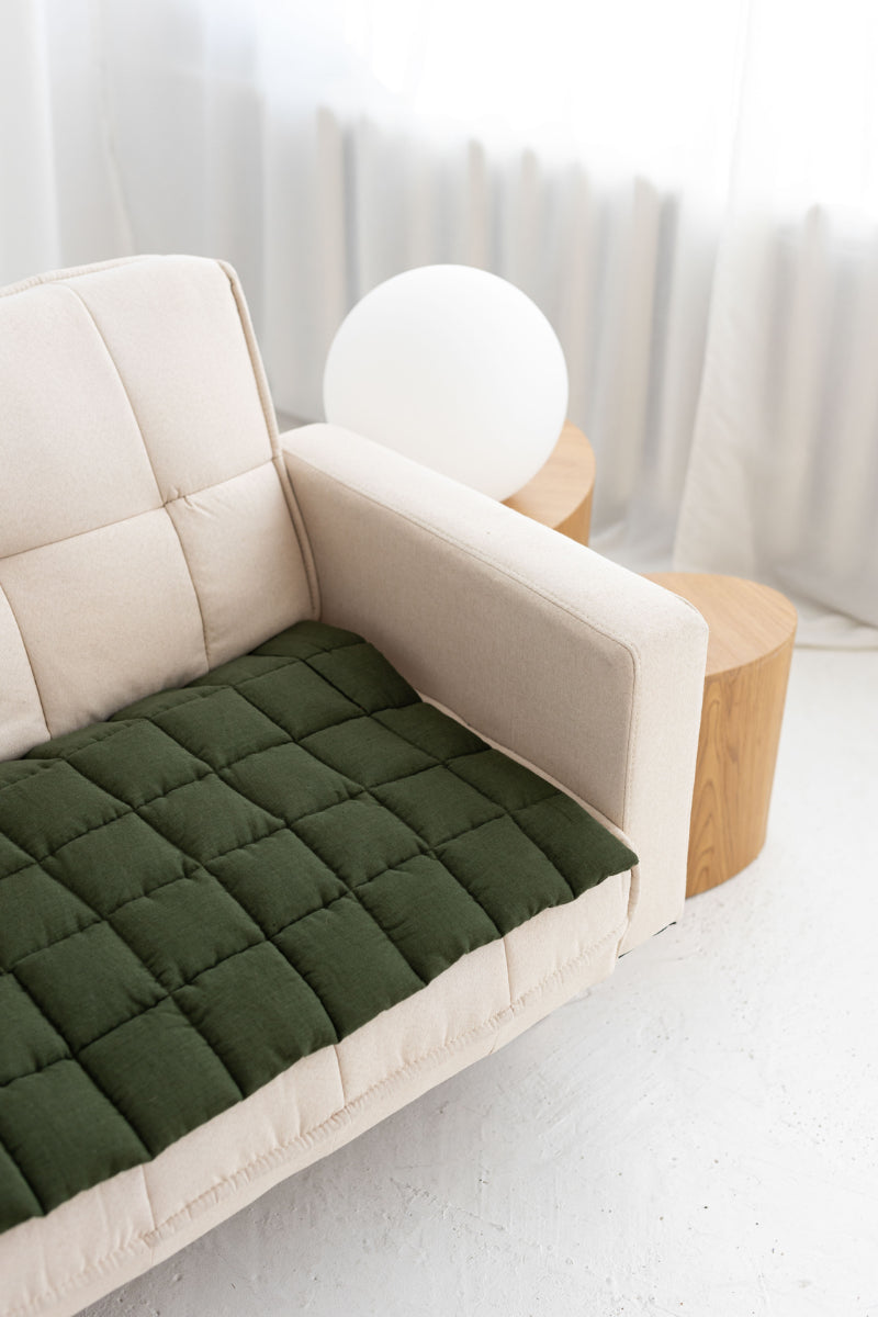 quilted linen couch cover