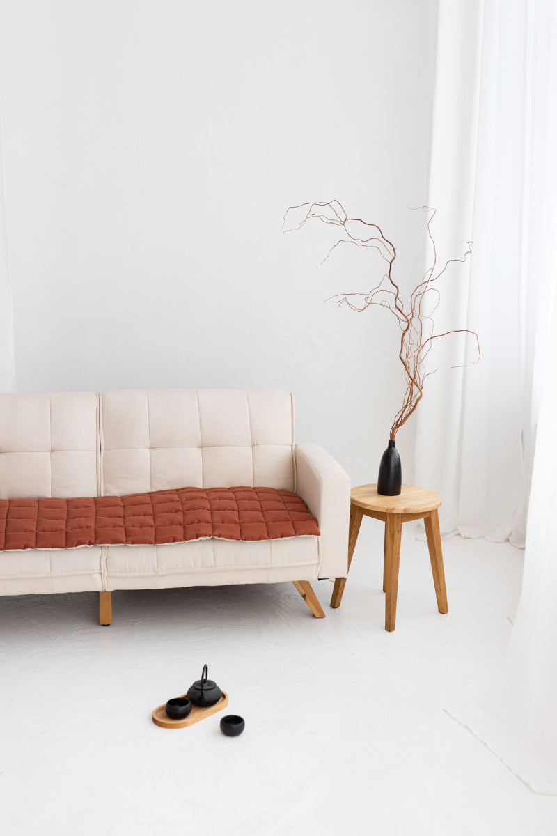 quilted linen couch cover