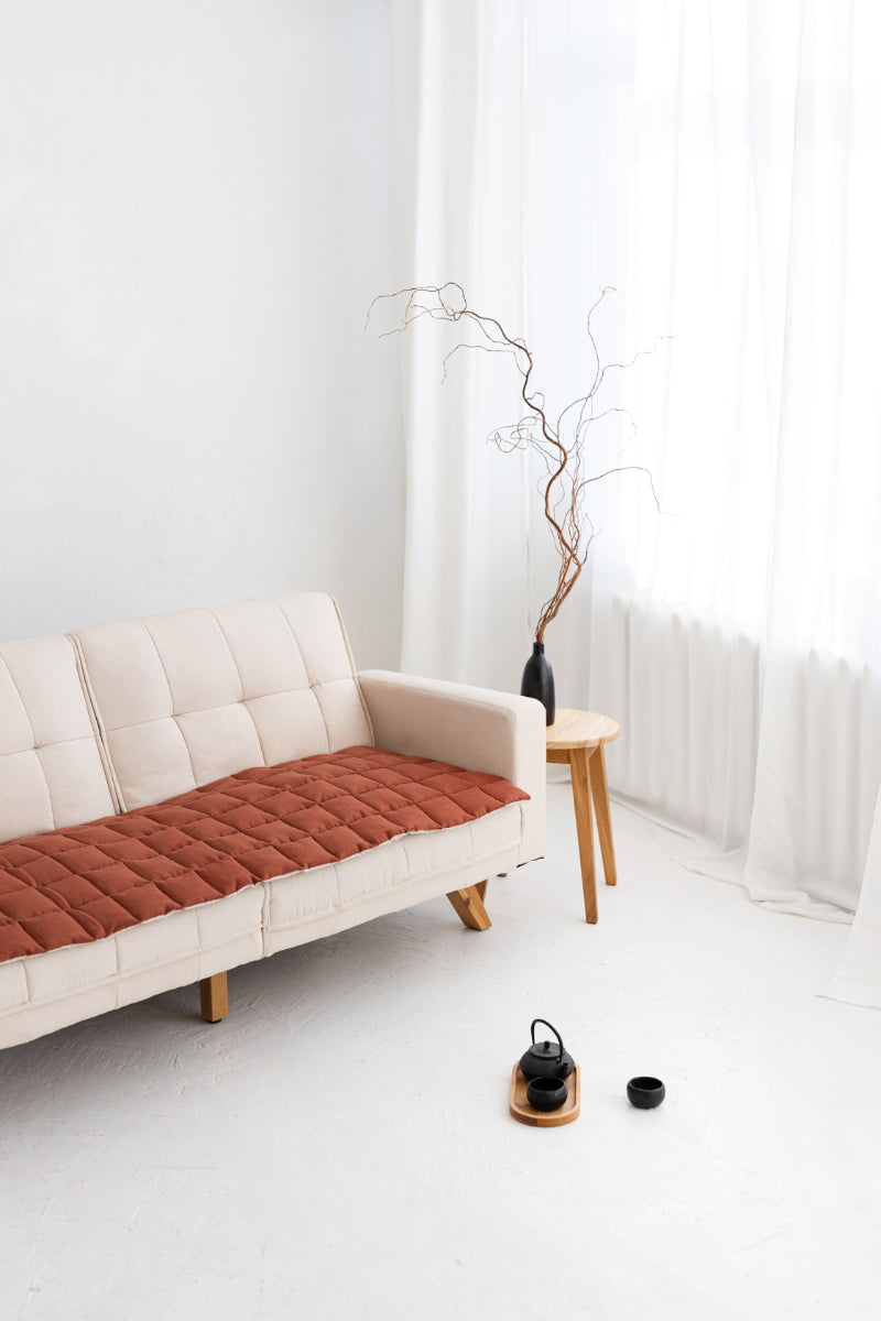 quilted linen couch cover