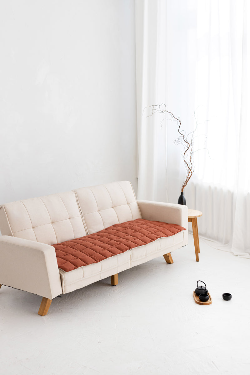 quilted linen couch cover