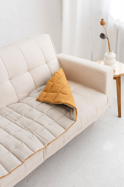 quilted linen couch cover