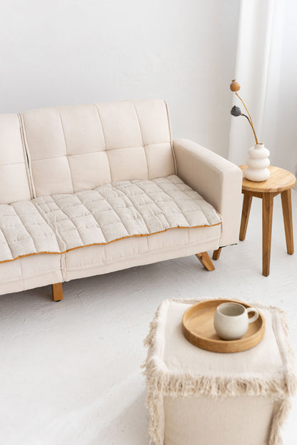 quilted linen couch cover