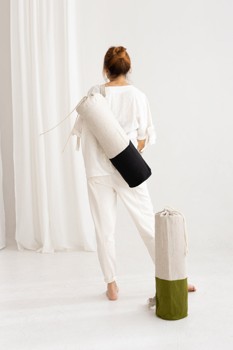 linen yoga mat bag