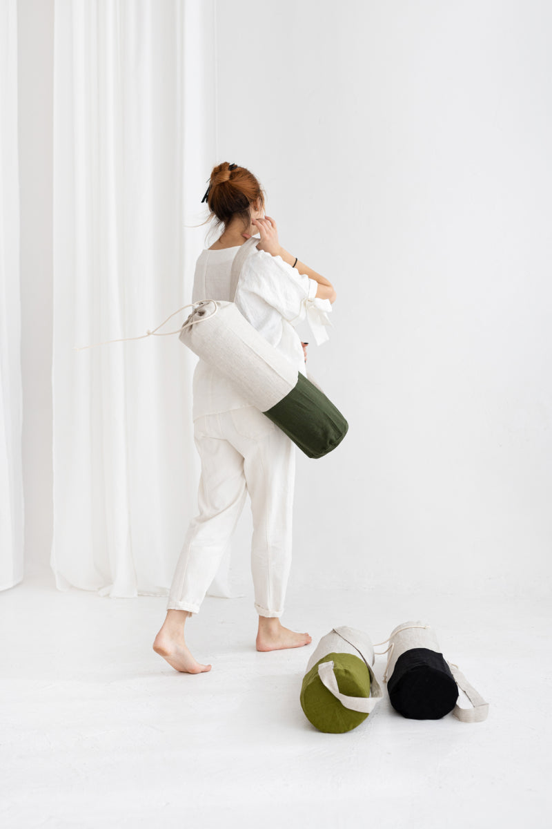 linen yoga mat bag