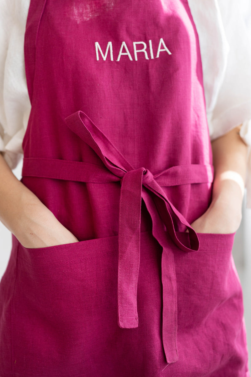 embroidered linen apron