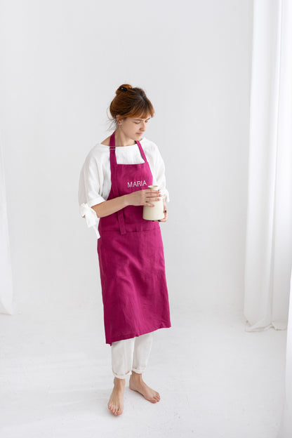 embroidered linen apron