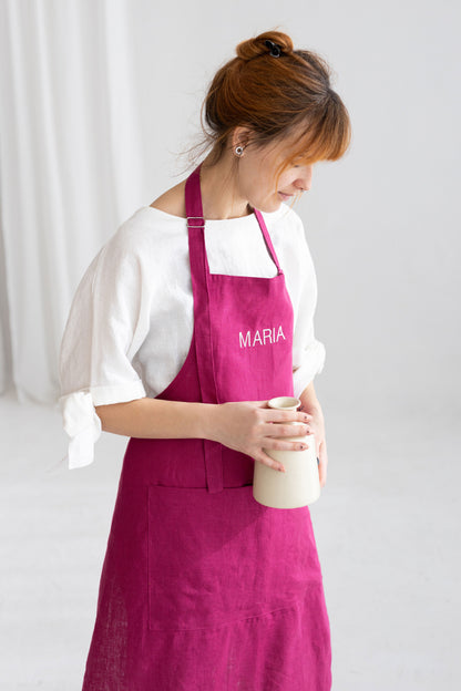 embroidered linen apron