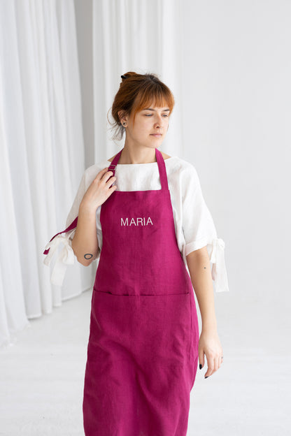 Fuschia Linen Apron