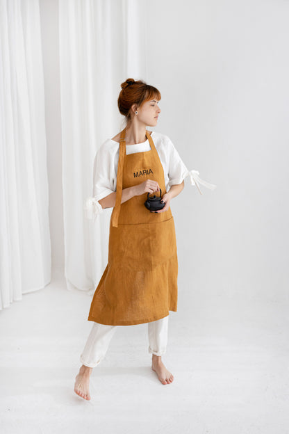 embroidered linen apron