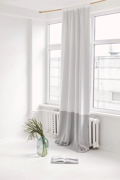 55&quot;/140 CM WIDTH COLOR BLOCK Linen Curtain With Blackout Lining