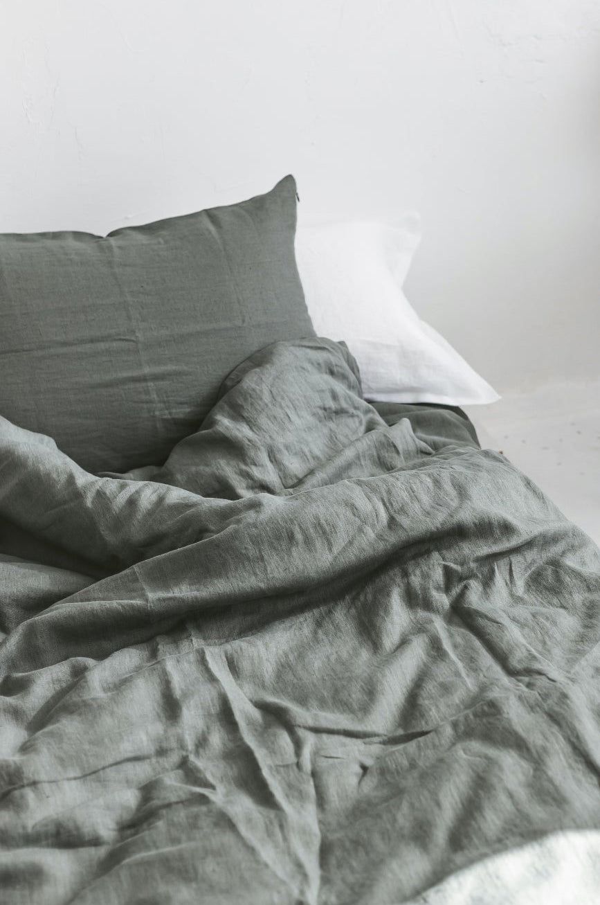 Safari Green Linen Bedding Set