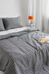 black gingham linen bedding set