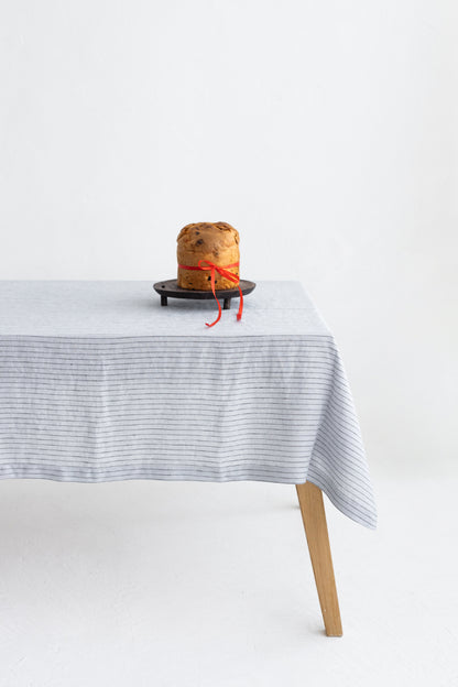 gray pinstripe linen tablecloth