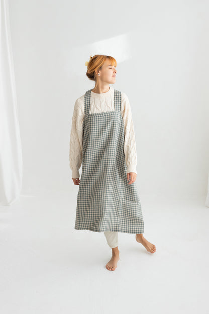 gray gingham japanese linen apron