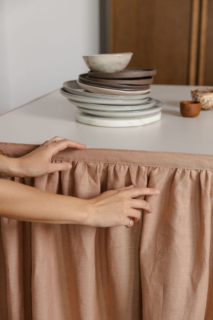 linen sink skirt with velcro