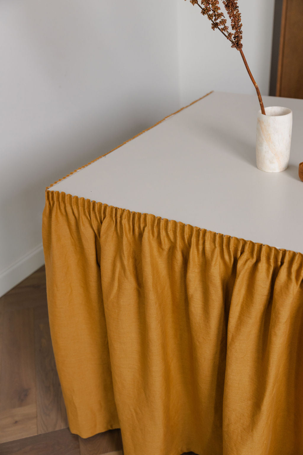 linen sink skirt with velcro