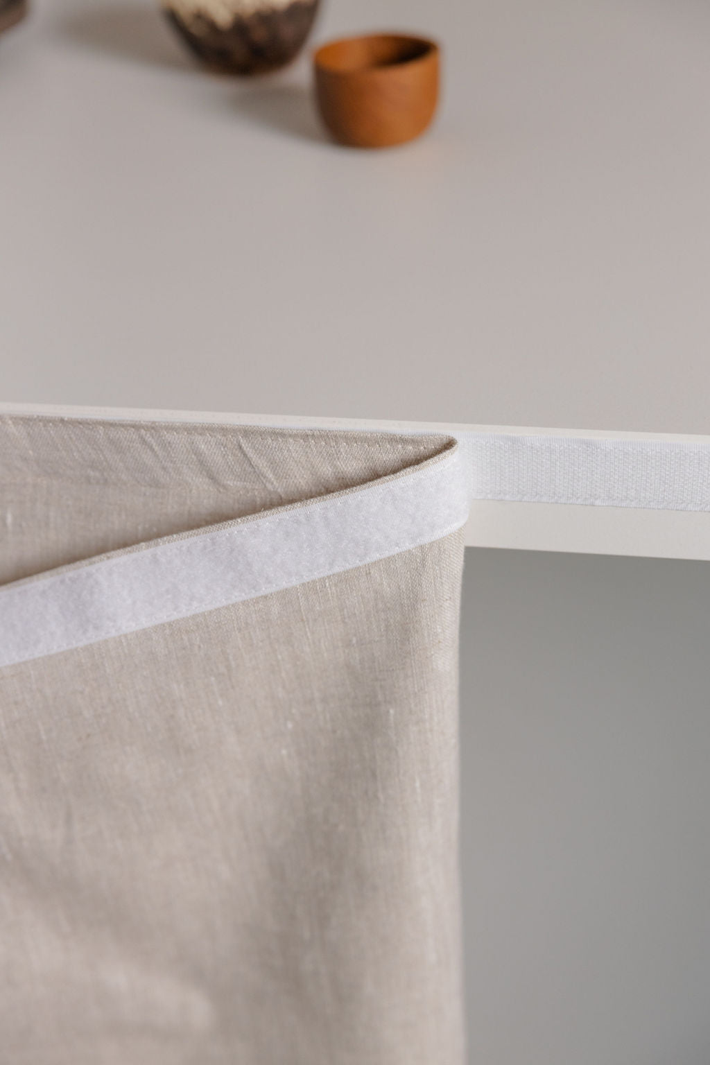 Natural Light Linen Sink Skirt With Velcro