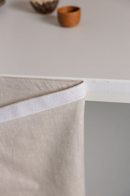 Natural Light Linen Sink Skirt With Velcro