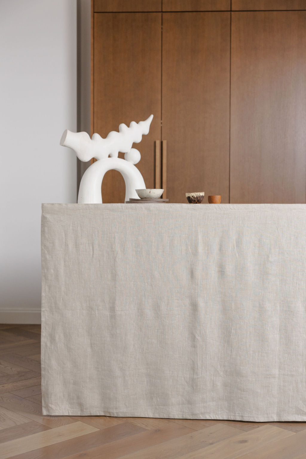 Natural Light Linen Sink Skirt With Velcro