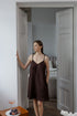 Chocolate Linen Slip Dress With Adjustable Straps
