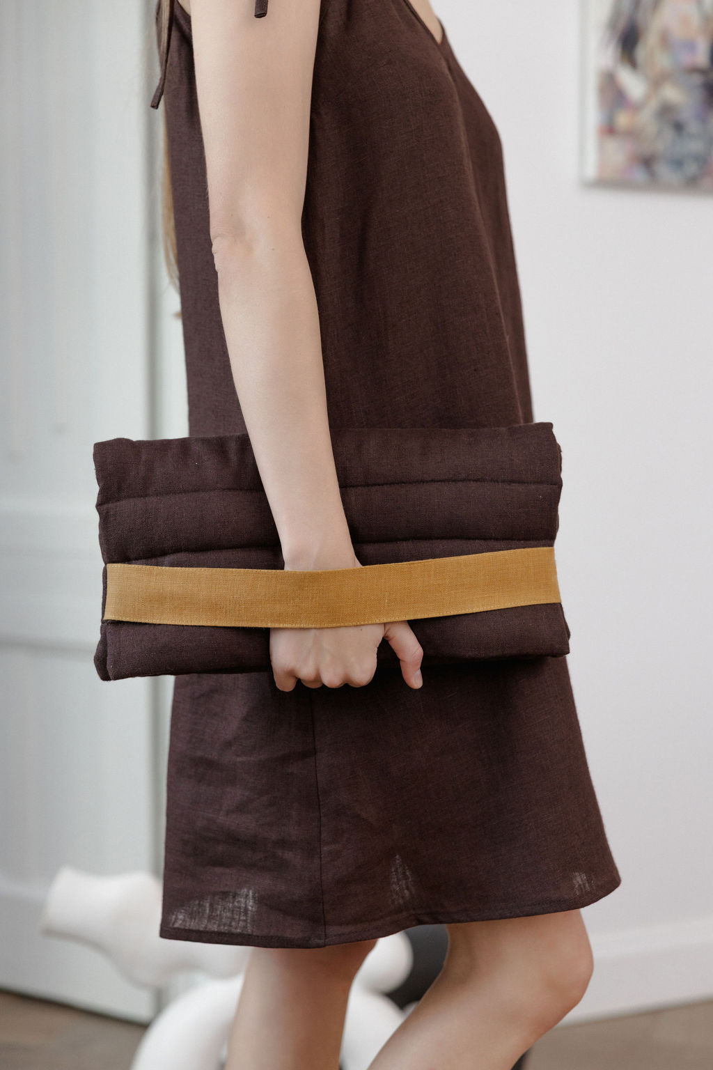 Quilted Linen Shoulder Bag