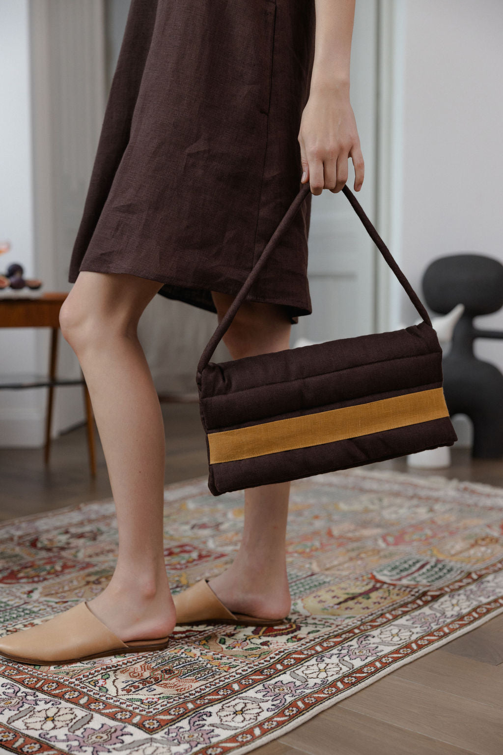 Quilted Linen Shoulder Bag