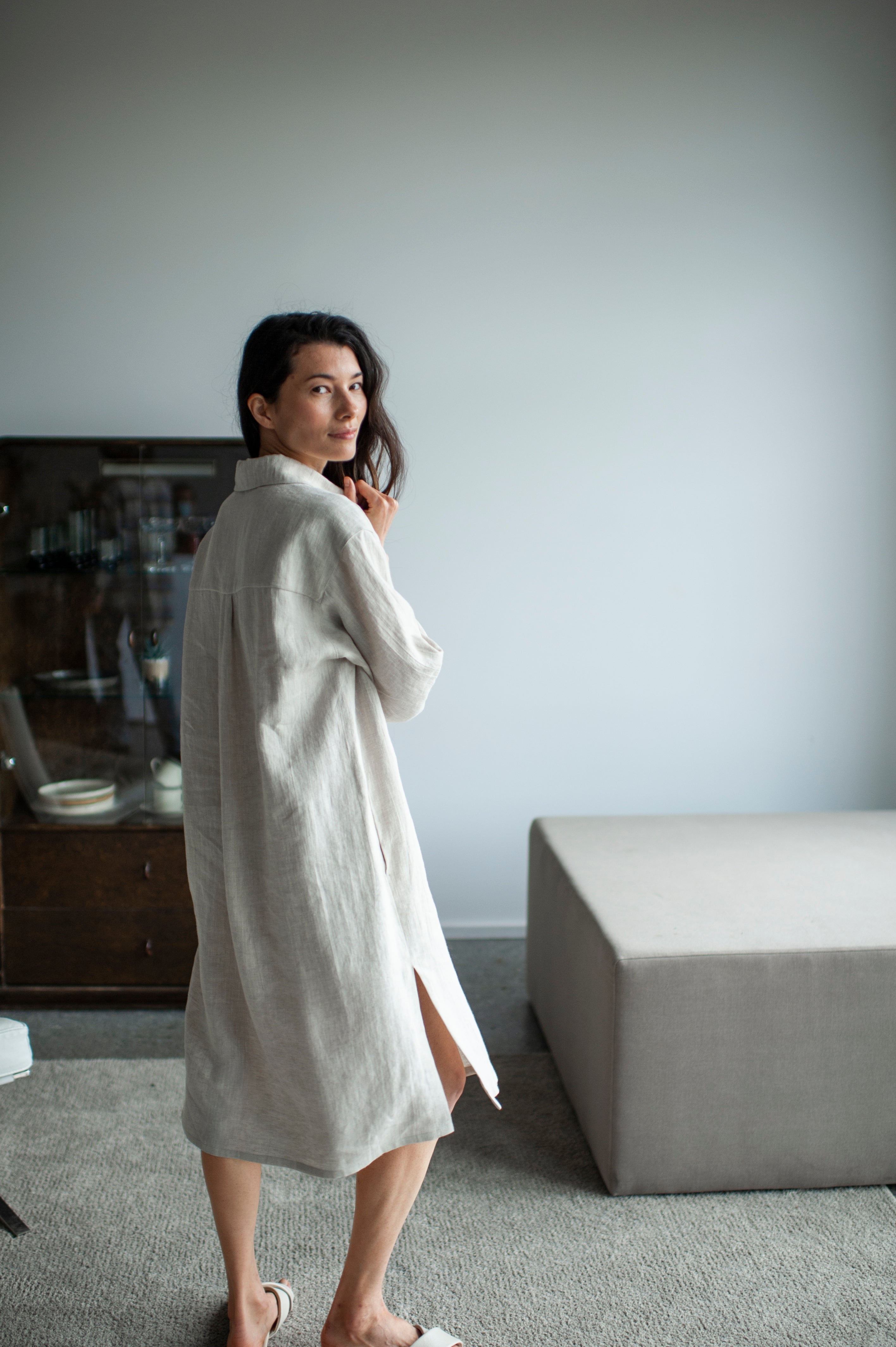 linen shirt dress