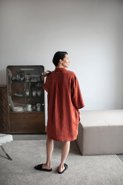 linen shirt dress