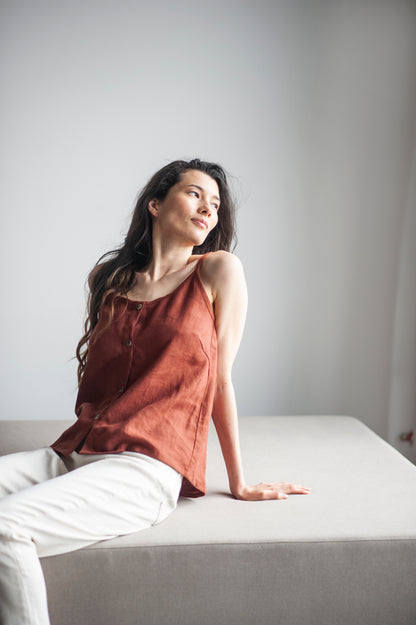 Amber Linen Cami Slip Top