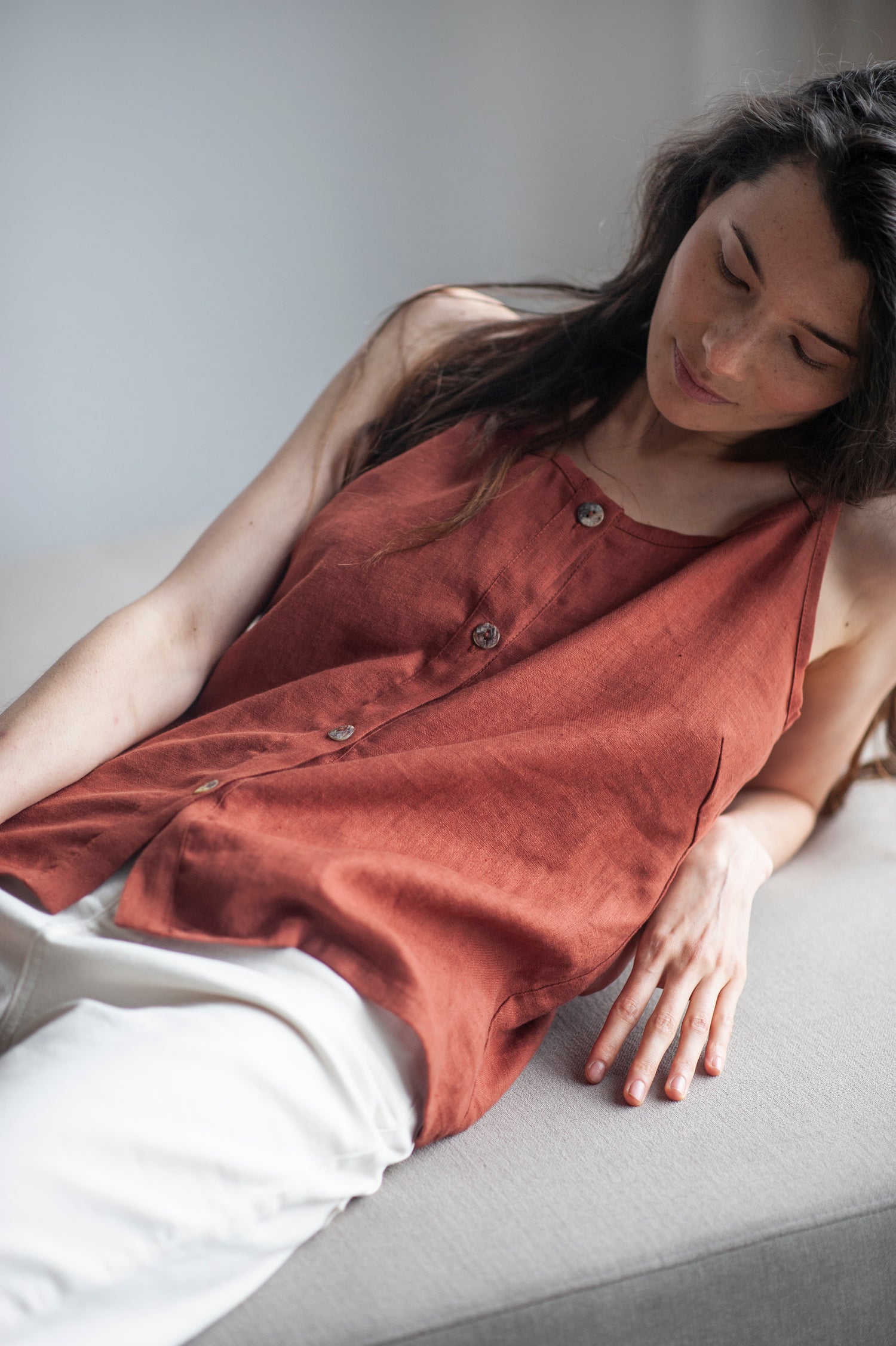 Amber Linen Cami Slip Top