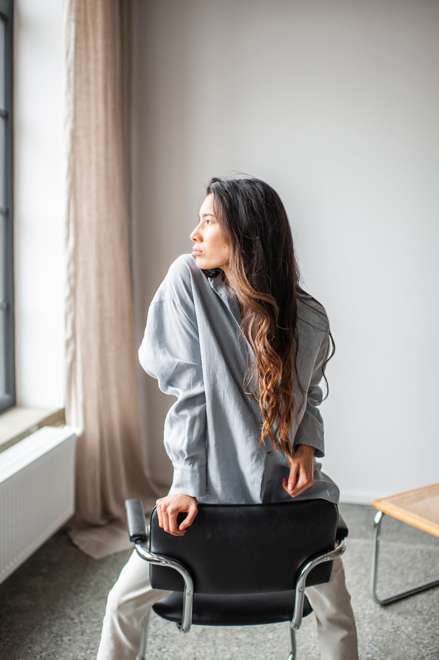 Ice Blue Linen Shirt