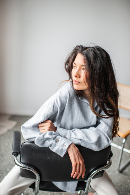 Ice Blue Linen Shirt