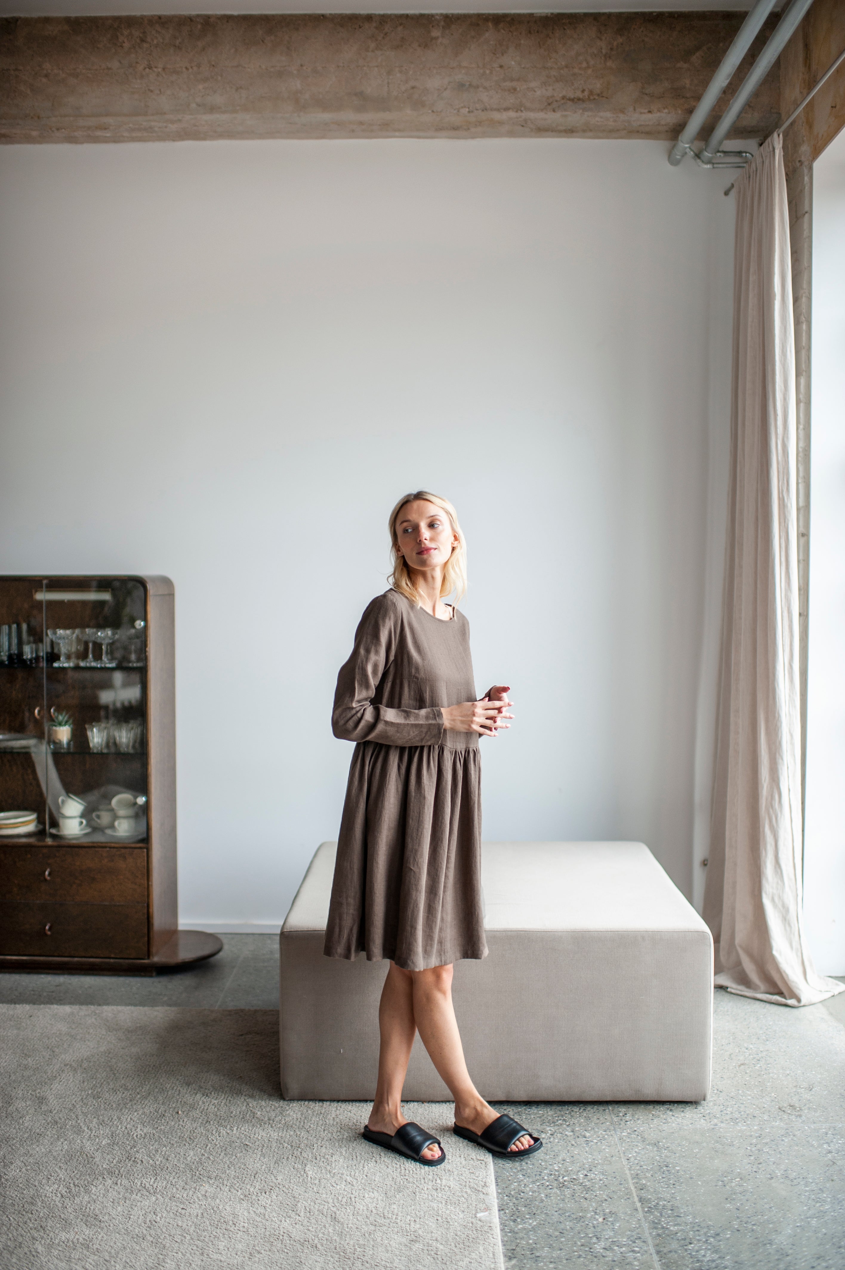 linen smock dress