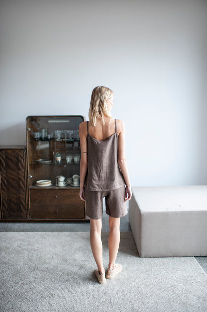 Amber Linen Bermuda Shorts and Cami Top Set
