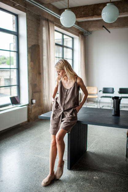 Amber Linen Bermuda Shorts and Cami Top Set