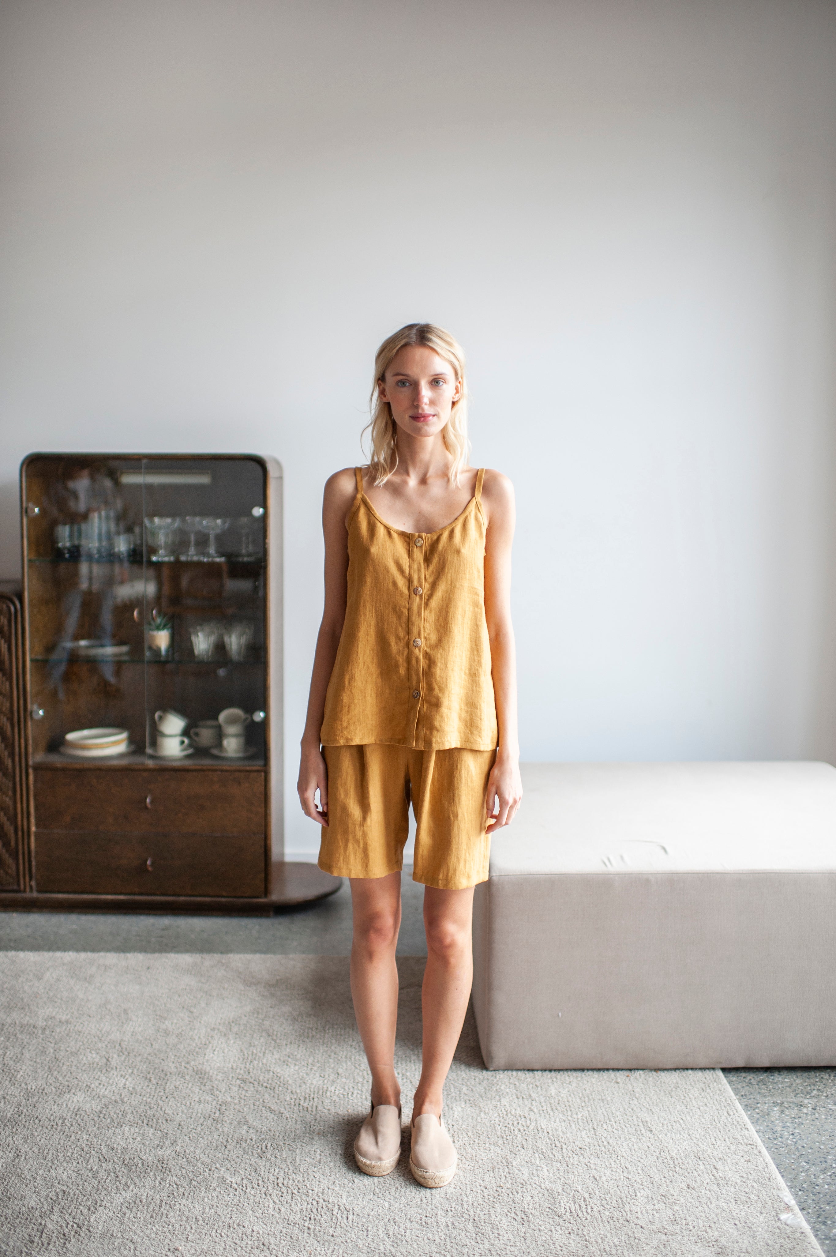 Amber Linen Bermuda Shorts and Cami Top Set