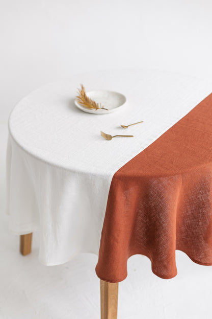 Color Block Round Yellow Linen Tablecloth