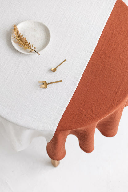 Color Block Round Yellow Linen Tablecloth