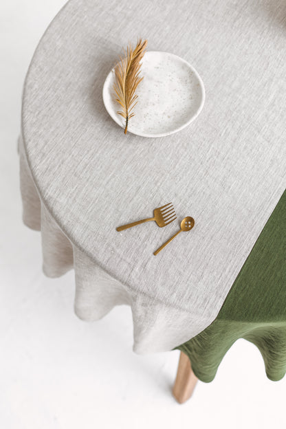 Color Block Round Rusty Linen Tablecloth