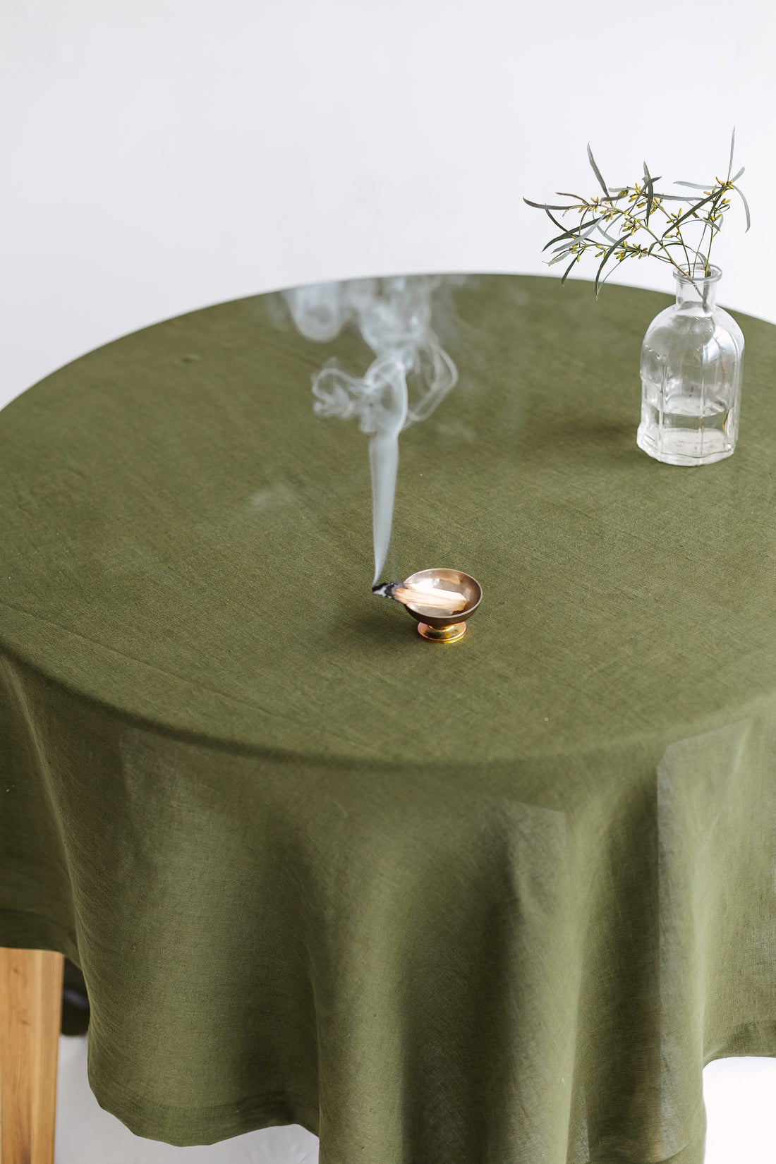Forest green linen tablecloth