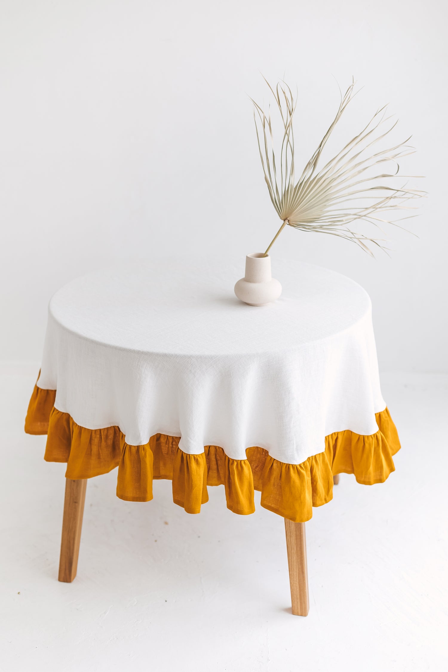 ruffled linen tablecloth