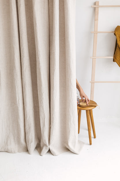 Waterproof Natural Light Linen Shower Curtain 220cm / 87&