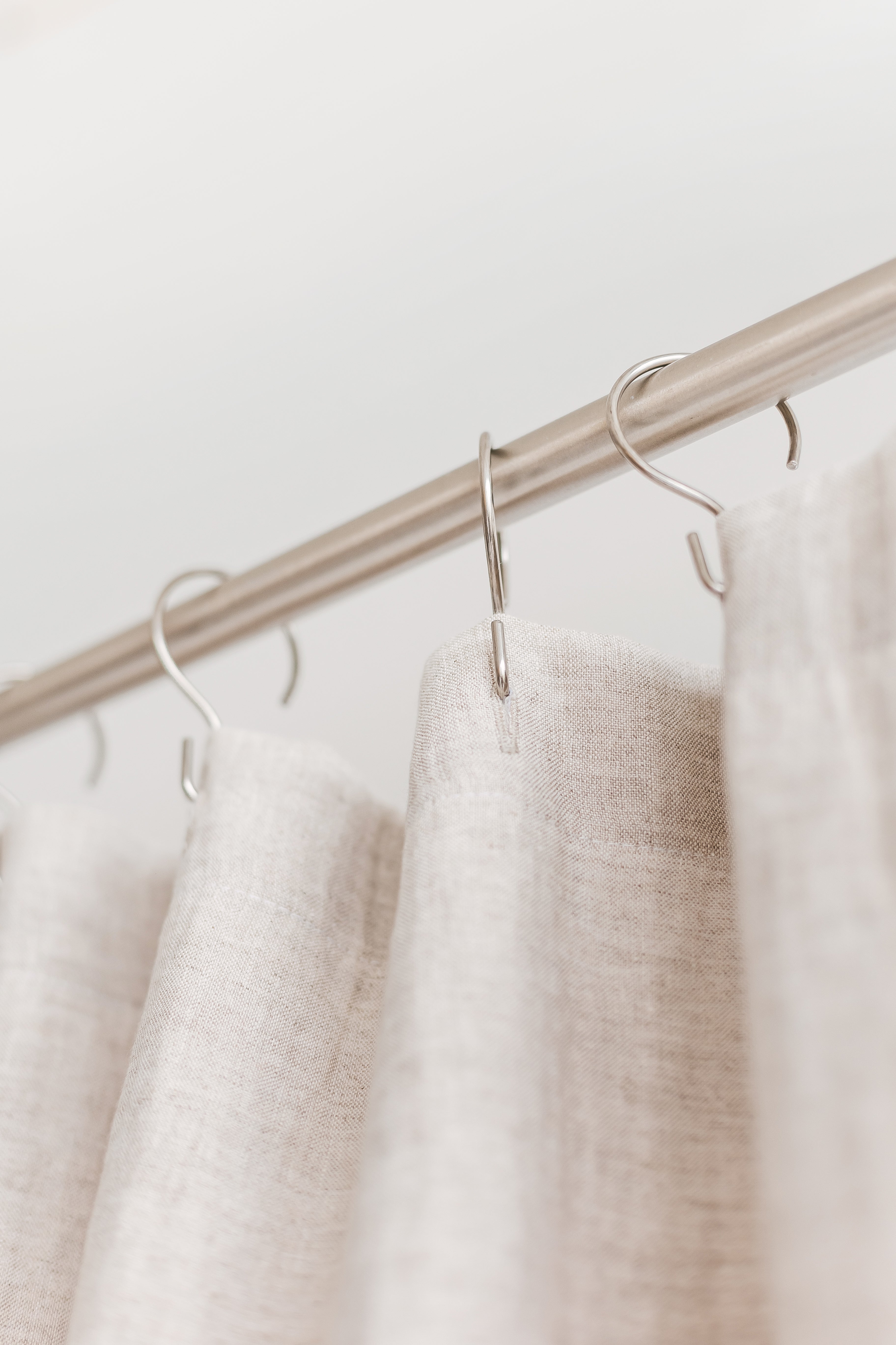 Waterproof Natural Light Linen Shower Curtain 220cm / 87&