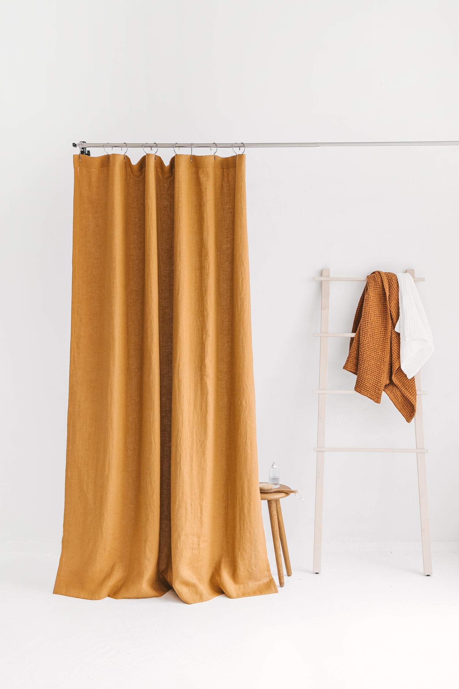 Waterproof Amber Linen Shower Curtain 140cm / 55&