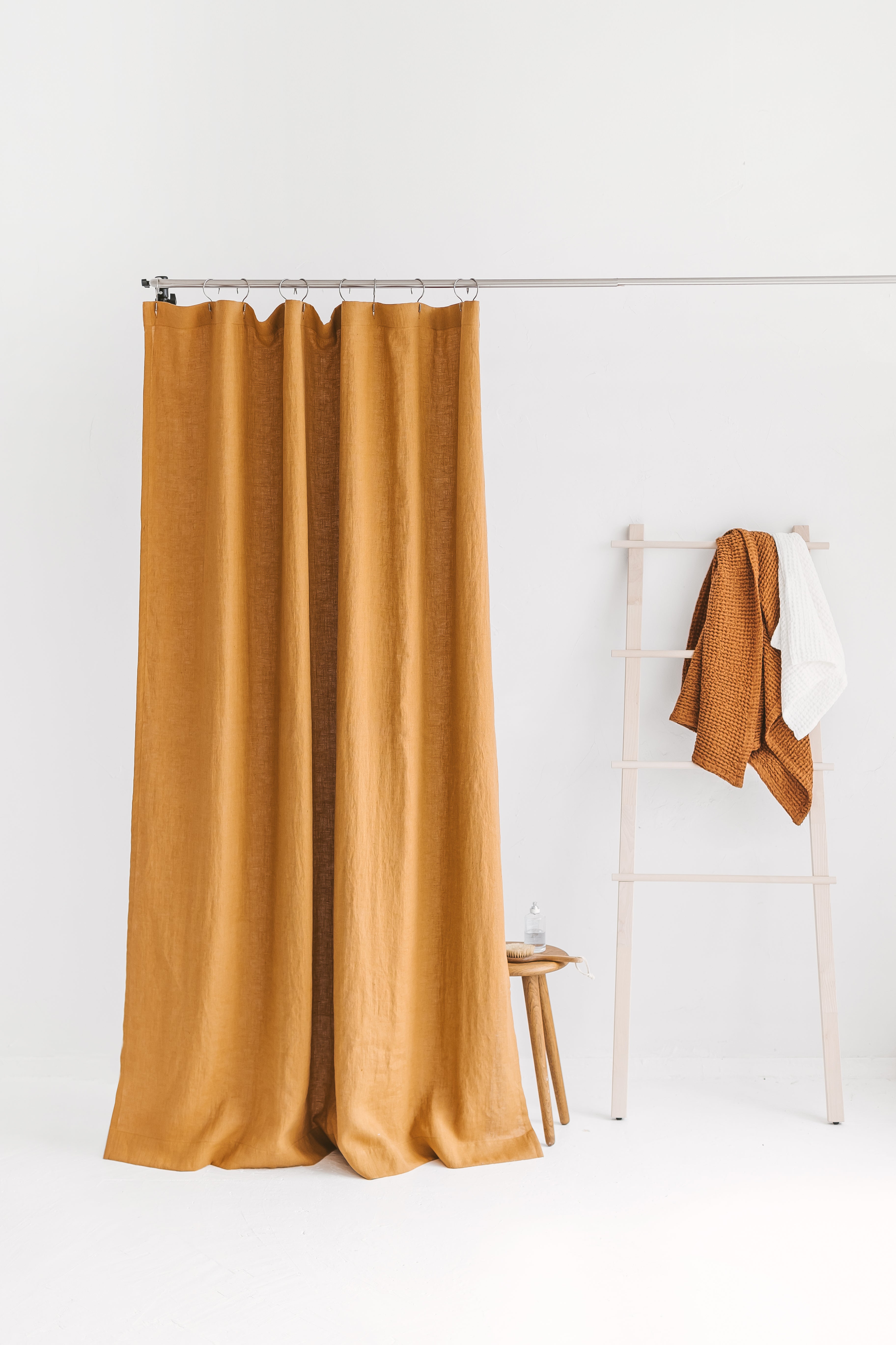 Waterproof Amber Linen Shower Curtain 140cm / 55&