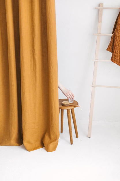 Waterproof Amber Linen Shower Curtain 140cm / 55&