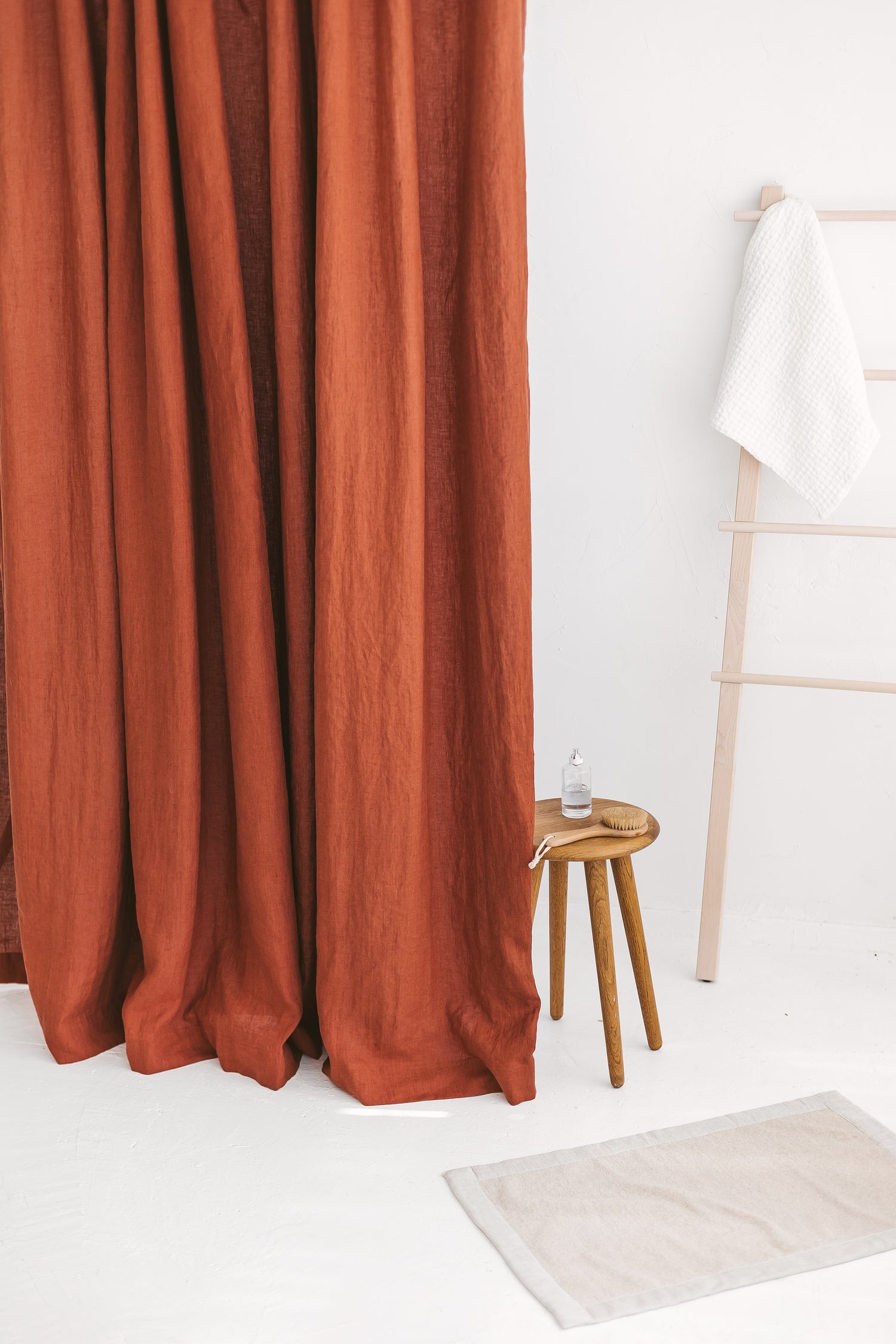 Waterproof Rusty Linen Shower Curtain 280cm / 110&